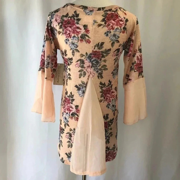French Laundry Women’s Top Small Floral 3/4 Sleeve High Low Bell Sleeve - Picture 4 of 8